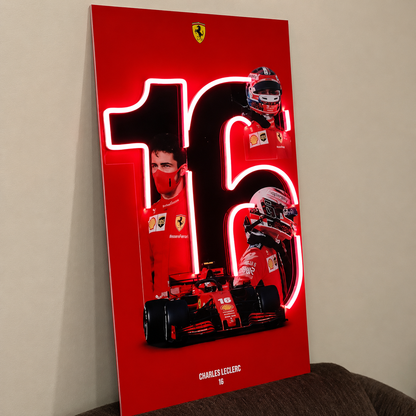 F1 Ferrari Charles Leclerc (Neon Poster)