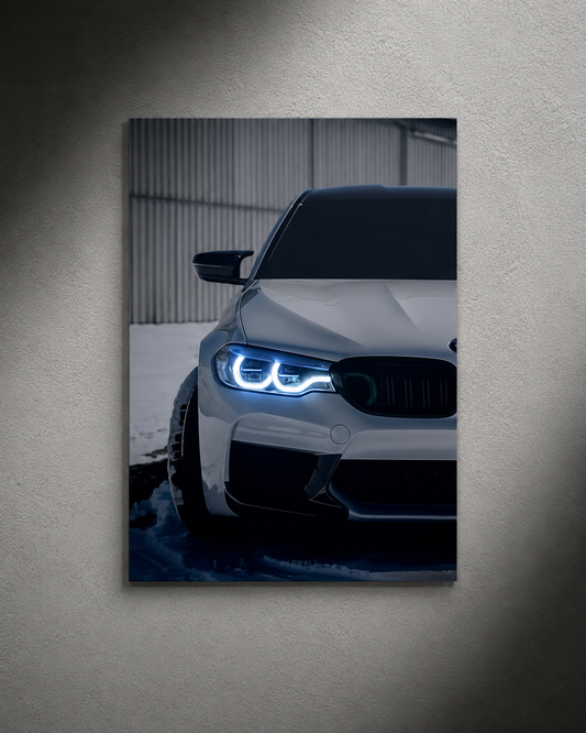 BMW M5 White (Neon Poster)