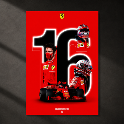 F1 Ferrari Charles Leclerc (Neon Poster)