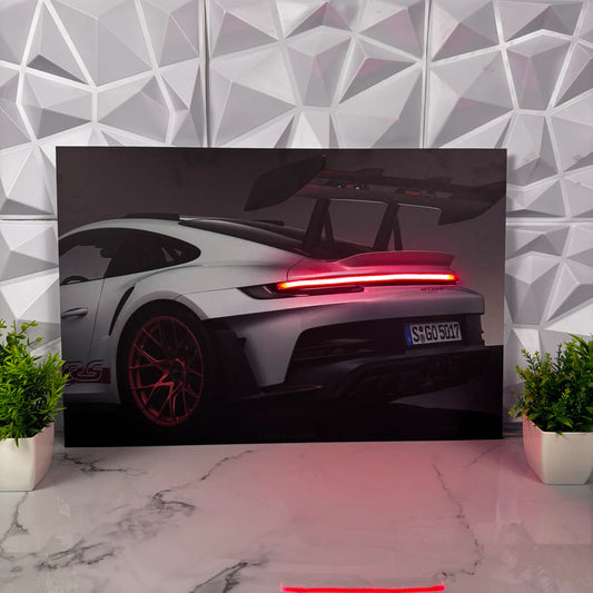 Porsche GT3RS - white (Neon Poster)