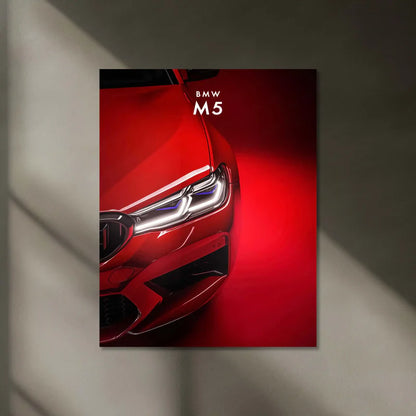 BMW M5 F90 Red v2 (Neon Poster)