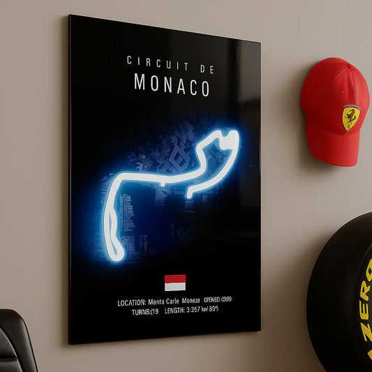 Formula F1 Monaco Circuit (Neon Poster)
